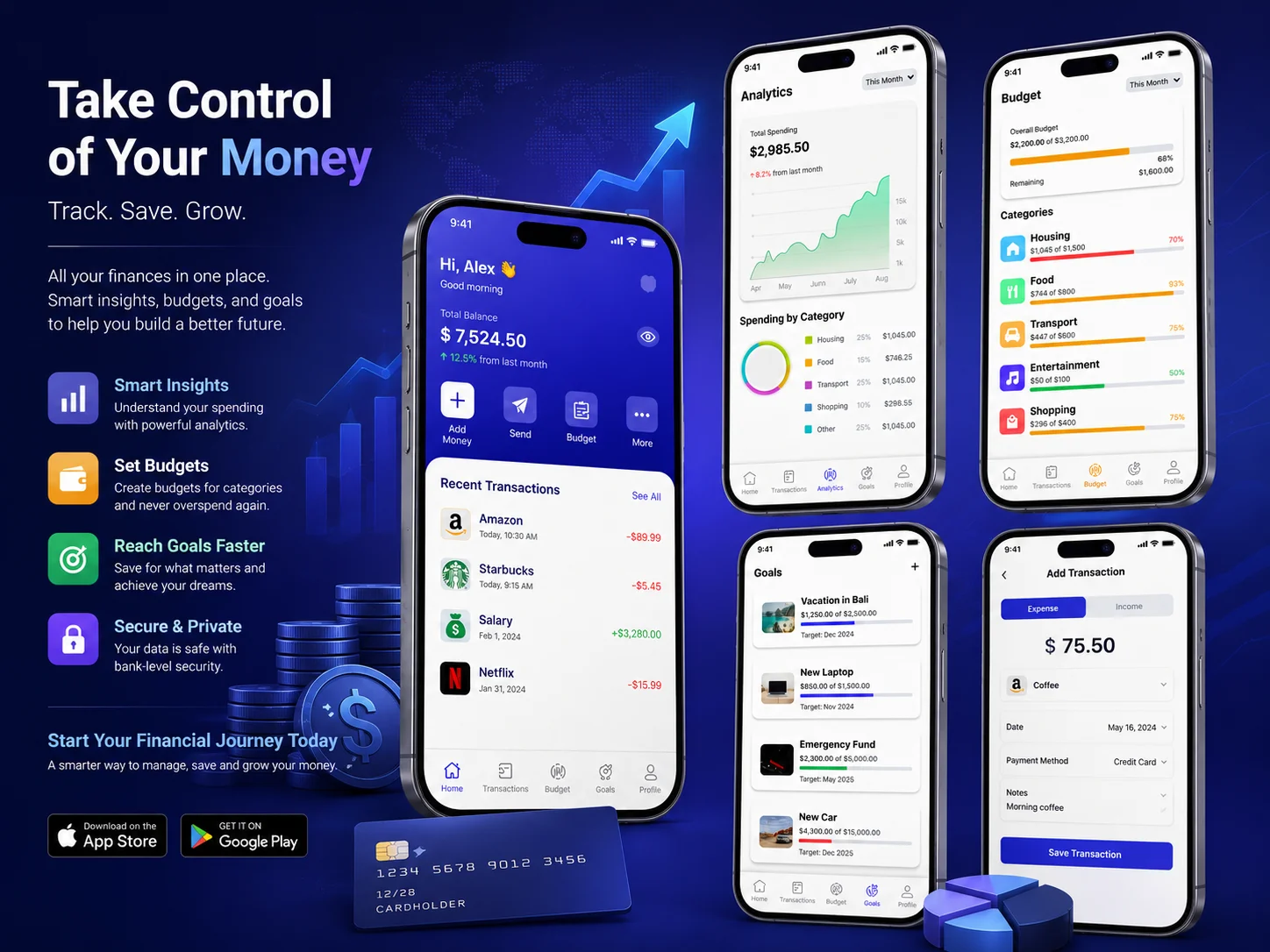 Finance Tracker Mobile App UI Design by Zeeshan Ahmed